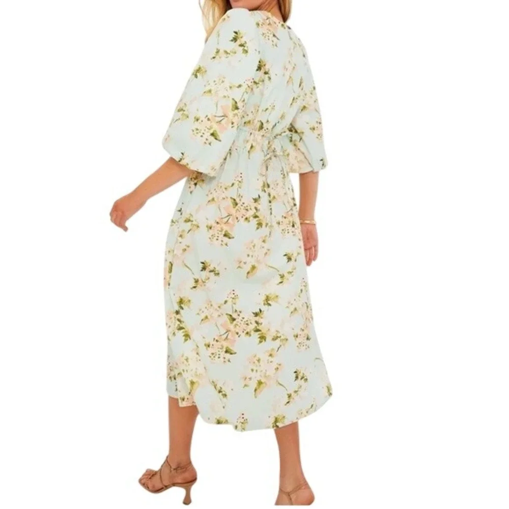 Tuckernuck‎ Marlena Floral Midi Dress Puff Sleeve Women's Medium Wedding Guest